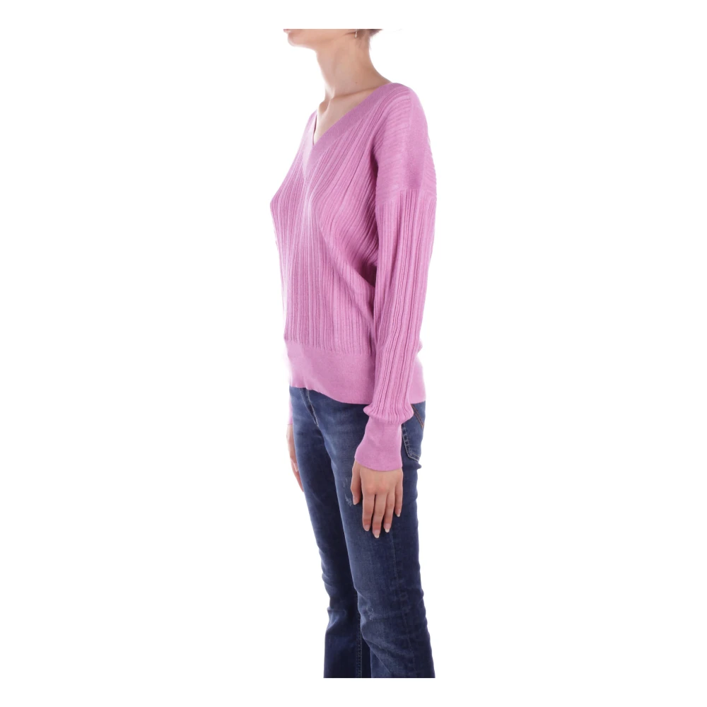 Liu Jo Lila Sweater Metallic Draad Collectie Purple Dames