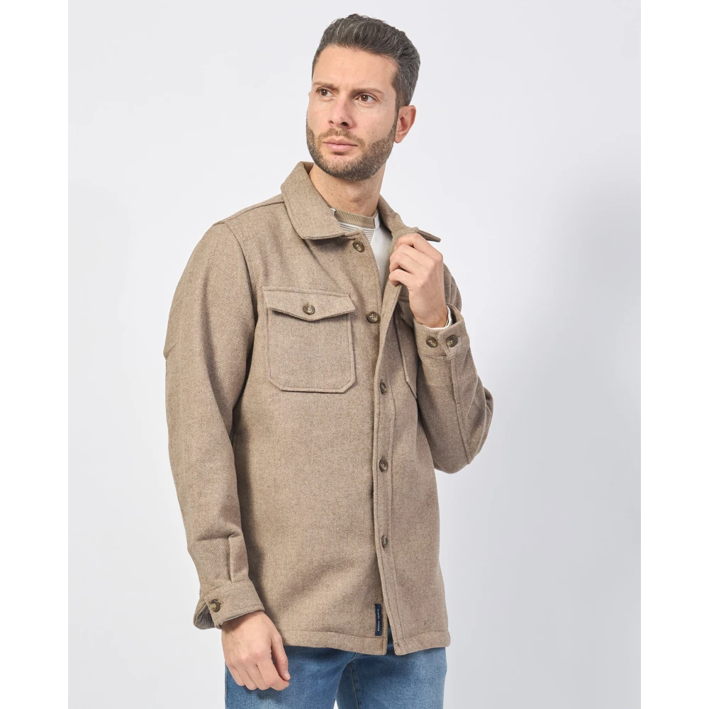 YES ZEE Heren oversized shirt van wolmix Beige Heren
