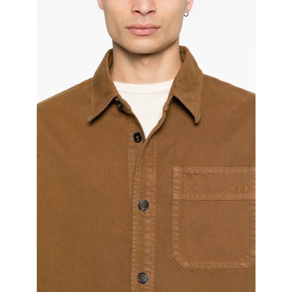 A.p.c. Geborduurde Basile Overhemd Brown Heren