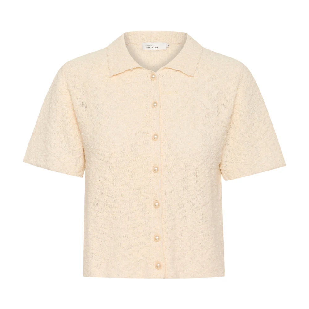 Karen by Simonsen Egret Cardigan met Korte Mouwen Beige Dames