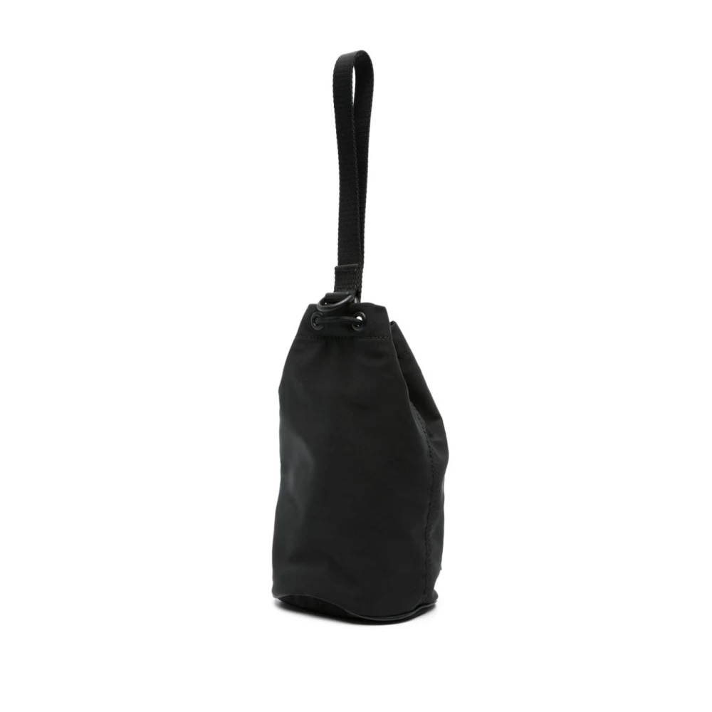 Moncler Zwarte Nylon Bucket Tas met Leren Afwerking Black Dames