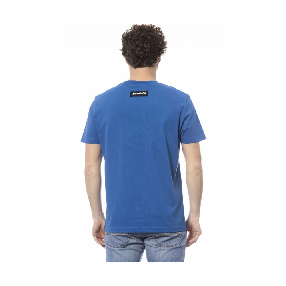 Invicta Blauw Katoen Logo Print T-Shirt Blue Heren