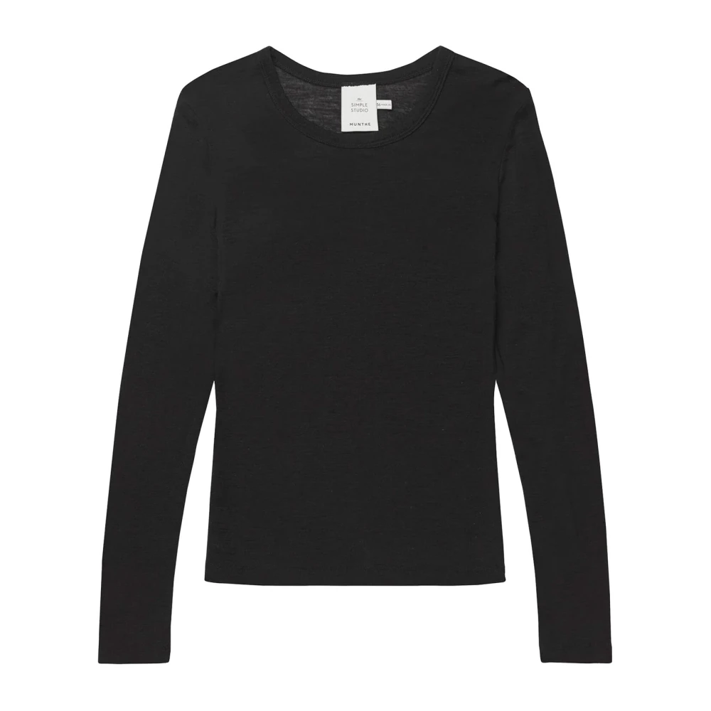 Munthe Women's Black Long Sleeve T-Shirt Lutest 1127 - Long Sleeve T-Shirts - L - Tops