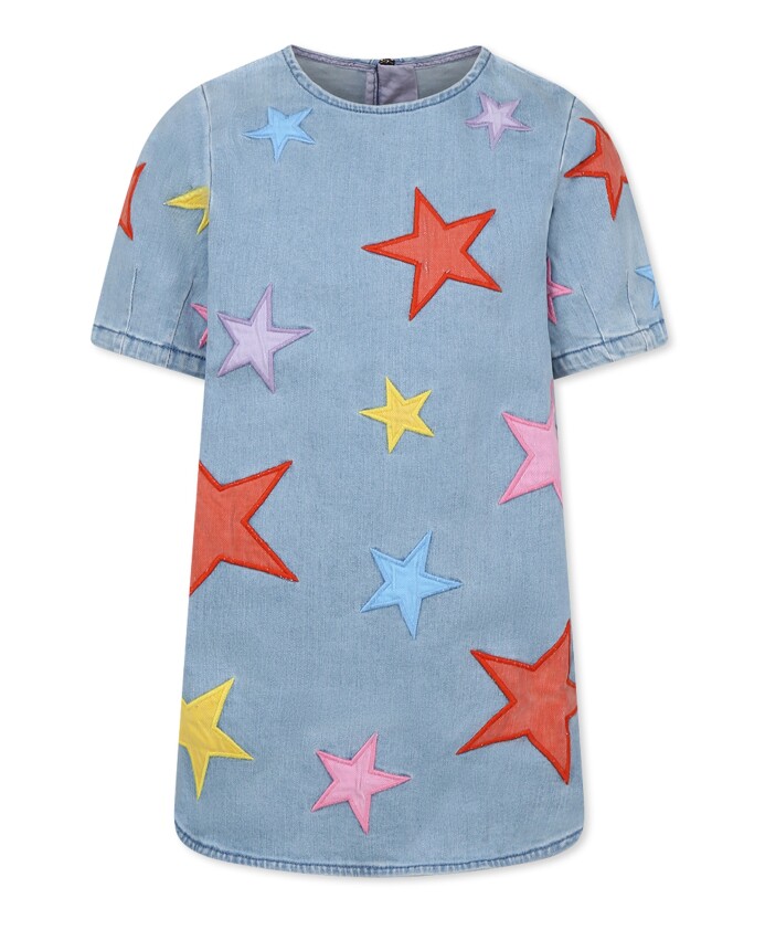 denim-short-sleeved-dress-with-embroidered-stars