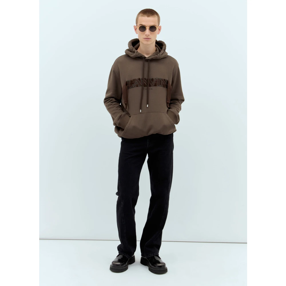 Lanvin Katoenen Fleece Hoodie Brown Heren
