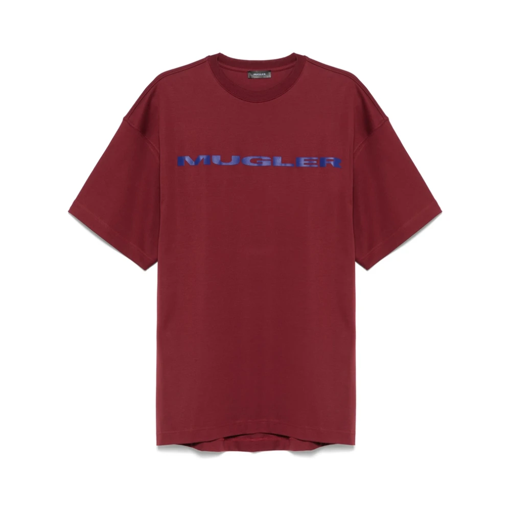 Mugler Bloedrode Crew Neck T-shirt Red Heren