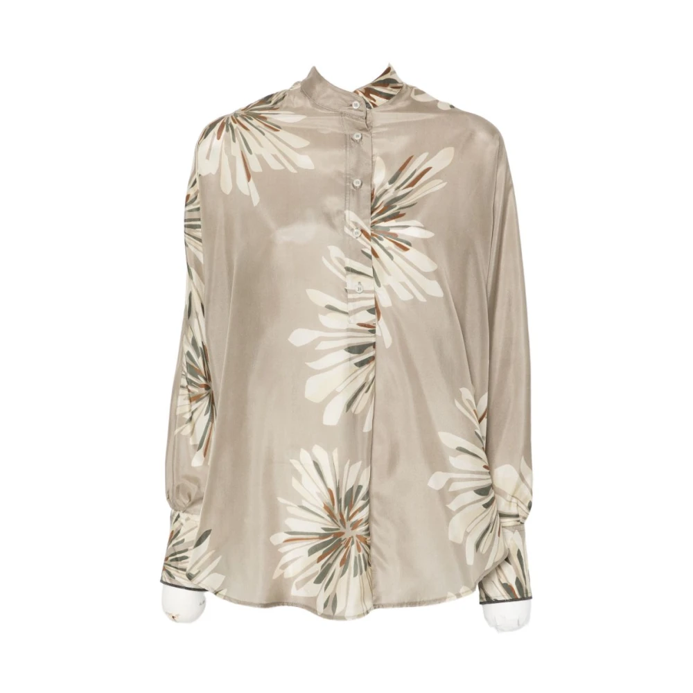 Brunello Cucinelli Women's Brown Floral Print Shirt