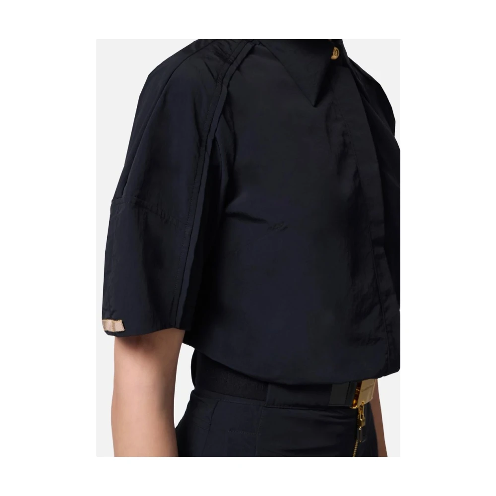 Elisabetta Franchi Zwarte Geknipte Overhemd met Klassieke Kraag Black Dames