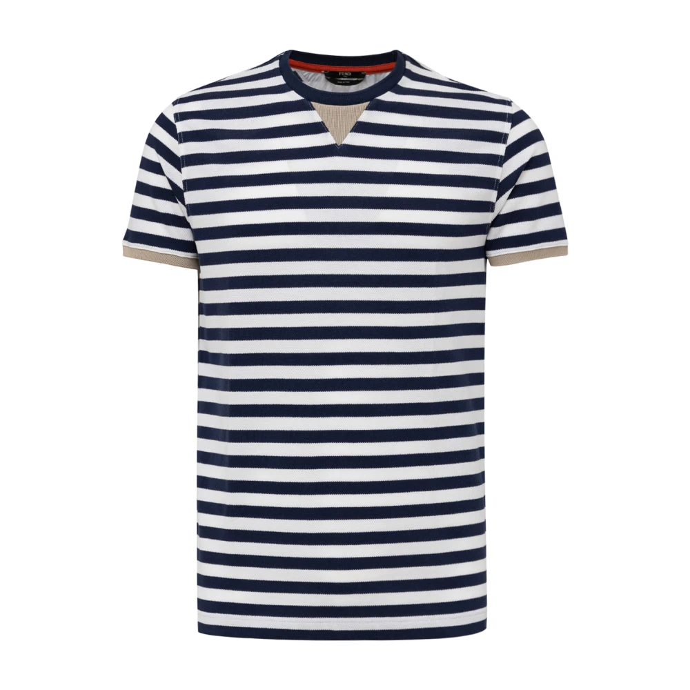 Fendi Blauw en wit gestreept V-hals shirt White Heren