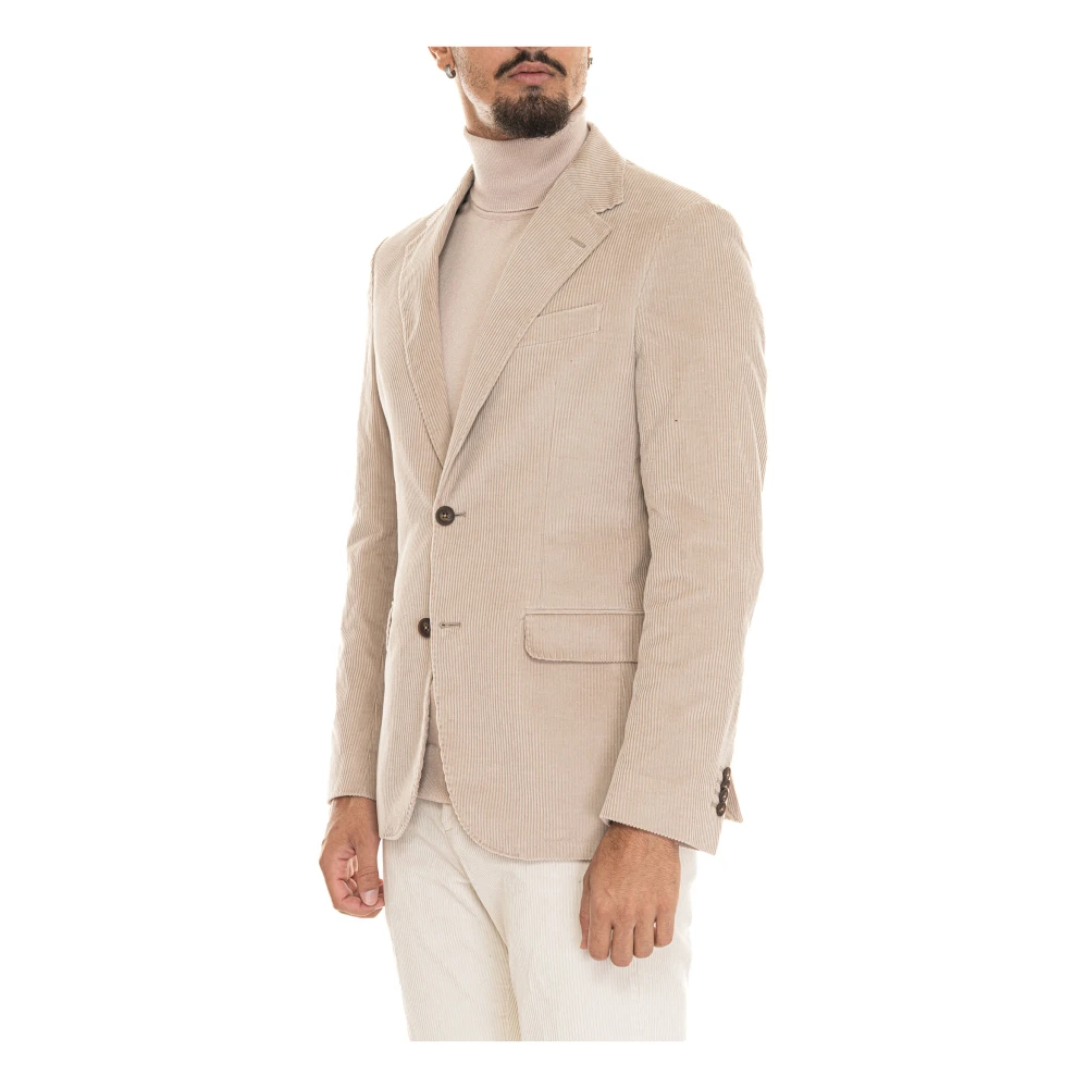 Fay Fluwelen Ribjasje met Knopen Beige Heren
