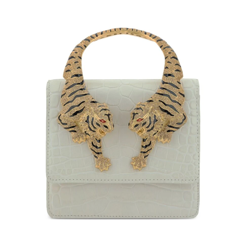 Roberto Cavalli Witte tas met krokodillenprint en omslag White Dames