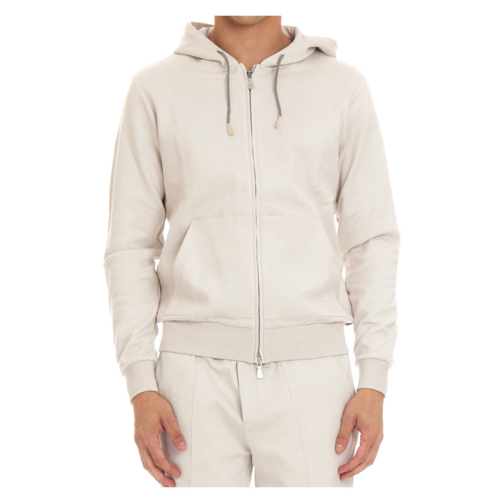 Eleventy Men's Beige Hooded Full Zip Jumper - Zip-Throughs - Xl - Sweatshirts & Hoodies