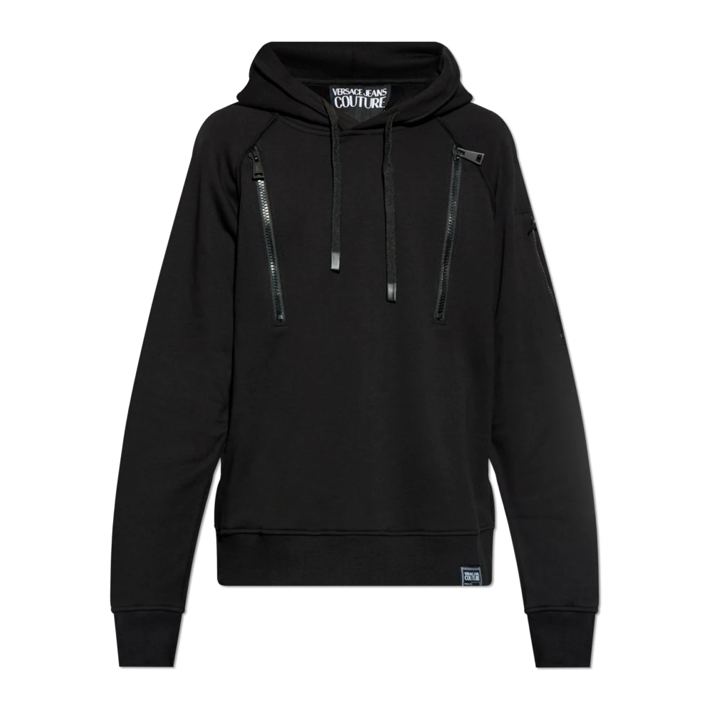 Versace Jeans Couture Sweatshirt met ritssluiting zakken Black Heren
