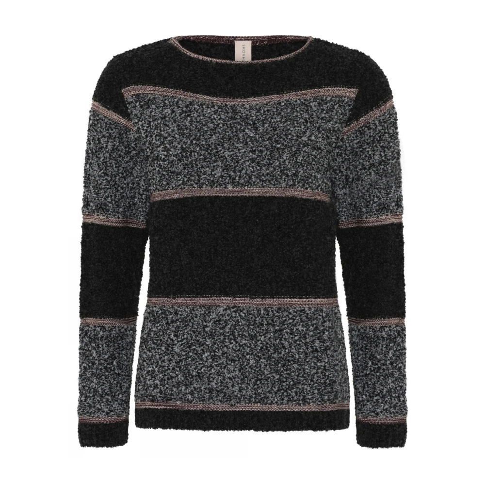 Skovhuus Gestreepte Bouclè Pullover Zwart Roze Multicolor Dames