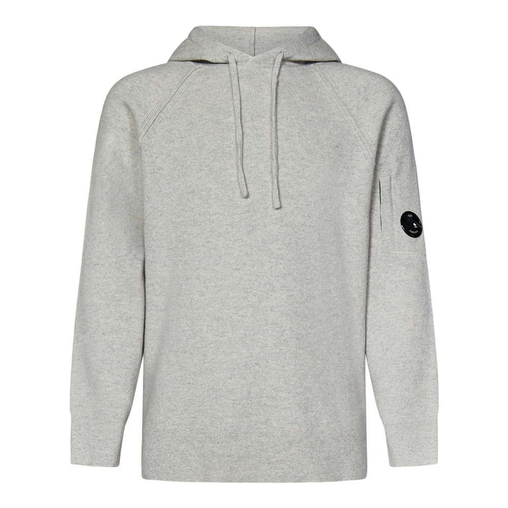 C.P. Company Grijze Sweater met Capuchon en Lens Detail Gray Heren