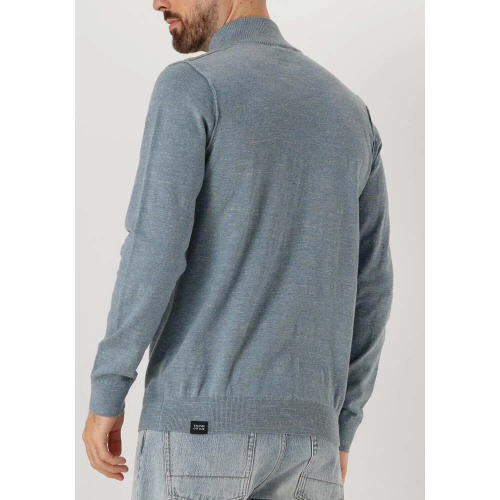 Butcher of Blue Heren Trui Lt Clifden Half Zip Blue Heren