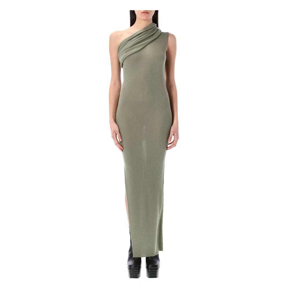 Rick Owens Asymmetrische One-Shoulder Jurk Celadon Green Dames