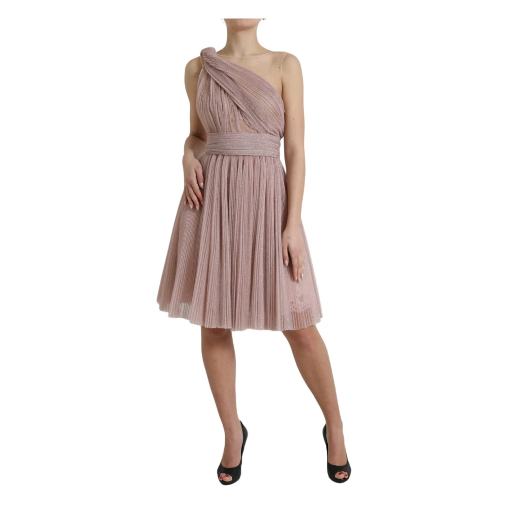 Dolce & Gabbana Roze Asymmetrische Tule Jurk Pink Dames