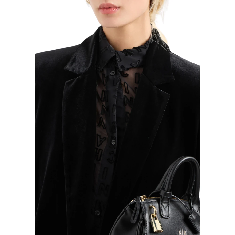Armani Exchange Zwarte Blazer Americana Stijl Black Dames