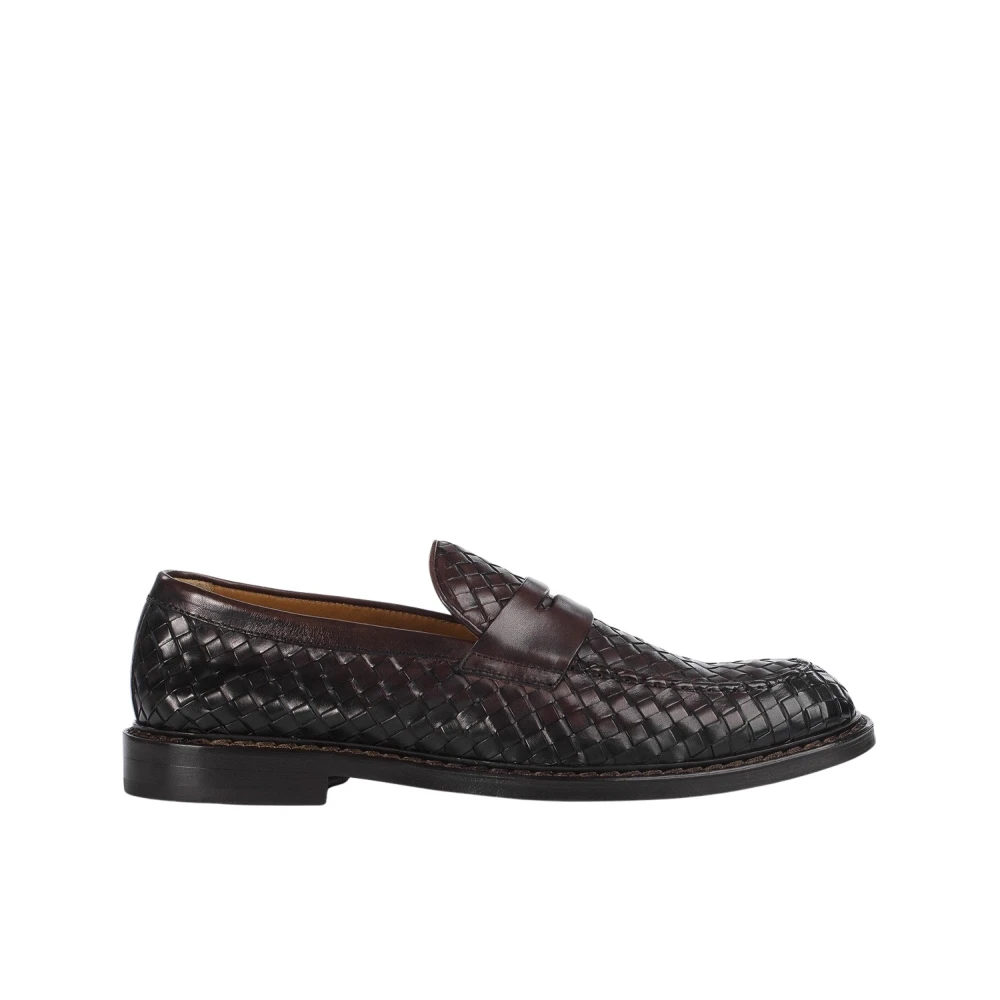 Doucal's Men's Brown Loafers, 8 Uk, Loafer In Woven Leather