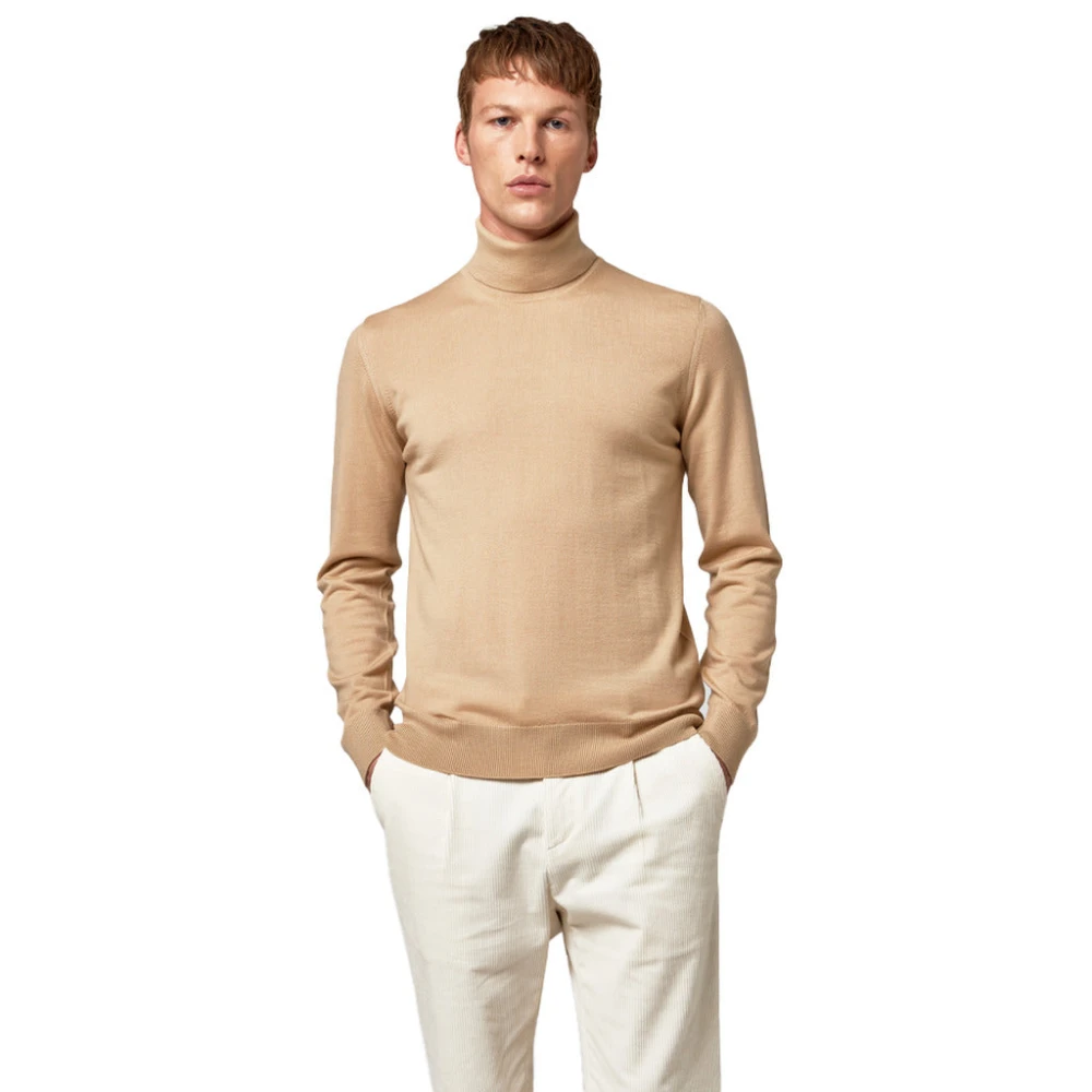 Alpha Studio Kasjmier Geribbelde Coltrui Beige Heren