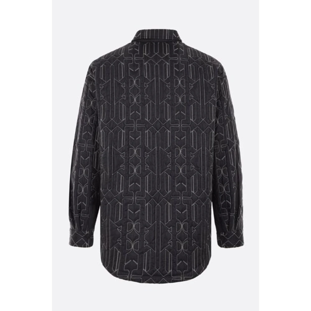 Palm Angels Antraciet Gewatteerde Nylonjas All Monogram Gray Heren