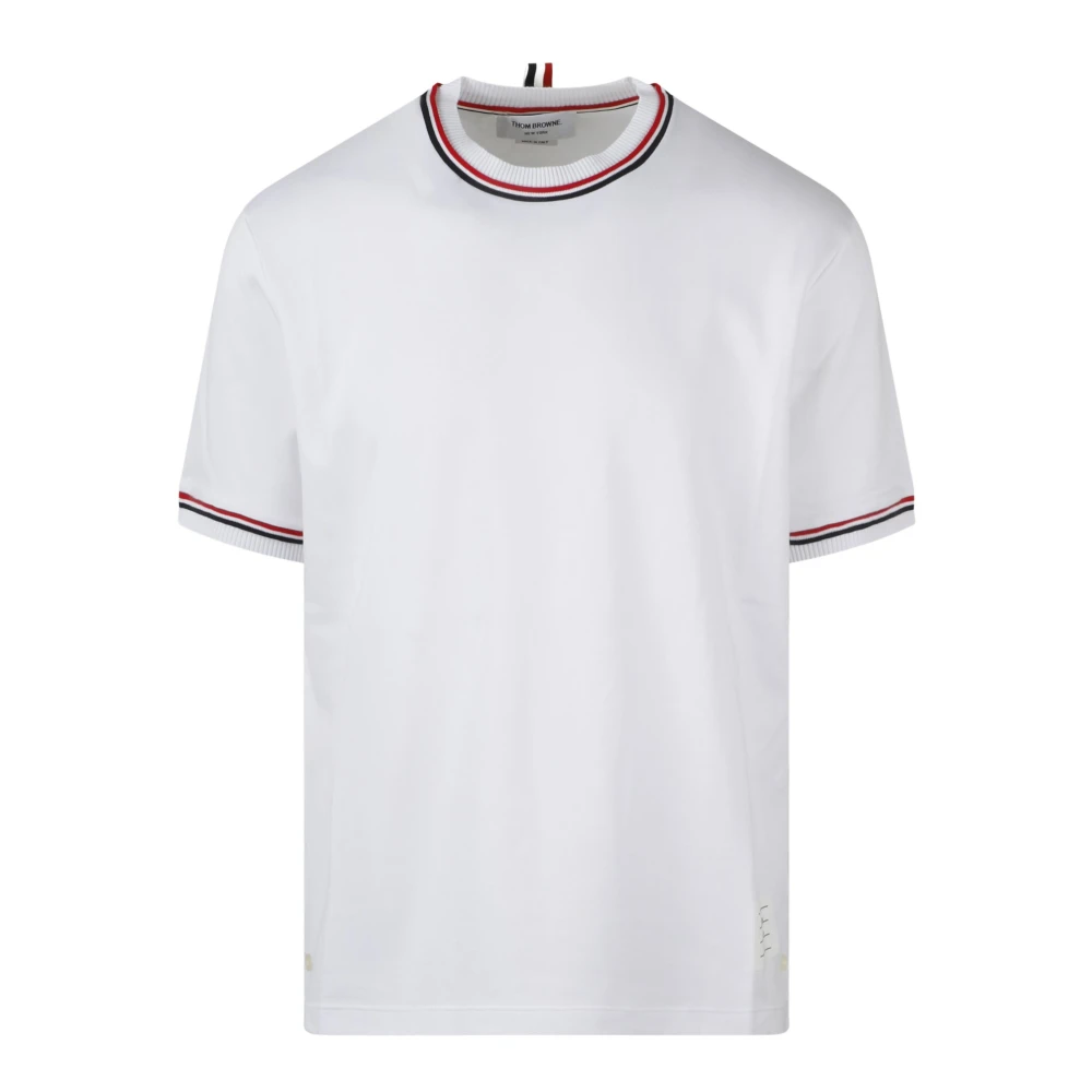 Thom Browne RWB Gestreepte Trim Katoenen T-Shirt White Heren