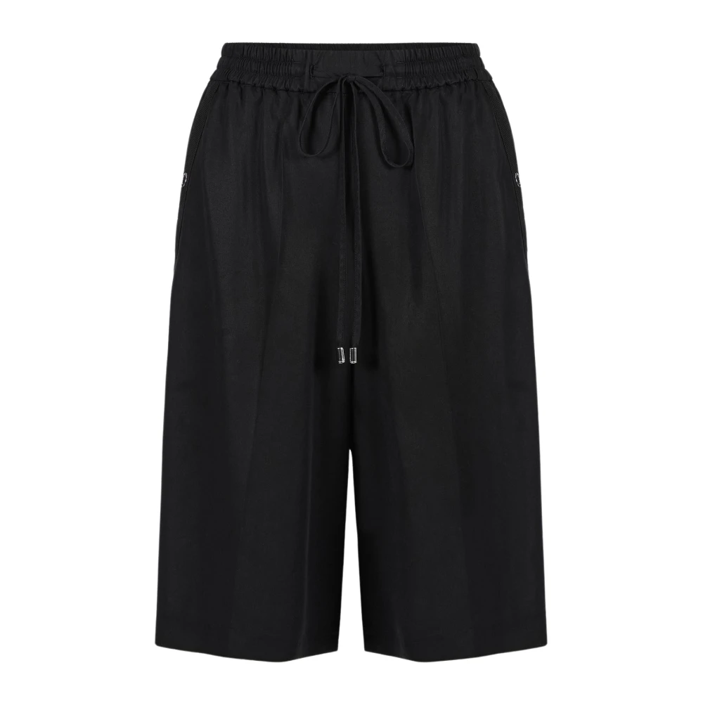 Iceberg Zwarte comfort fit Bermuda shorts van vloeiende Tencel stof Black Dames