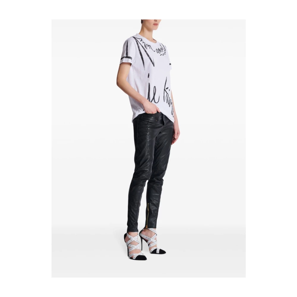 Balmain Zwarte T-shirt en Polo voor Vrouwen White Dames