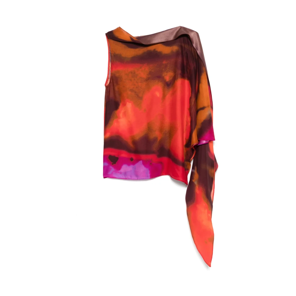 Gianluca Capannolo Fuchsia Roze Gedrapeerd Mouwloos Jurkje Multicolor Dames