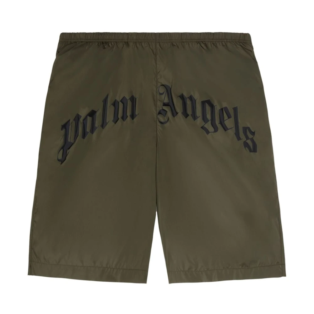 Palm Angels Gebogen Logo Zwemshorts Green Heren