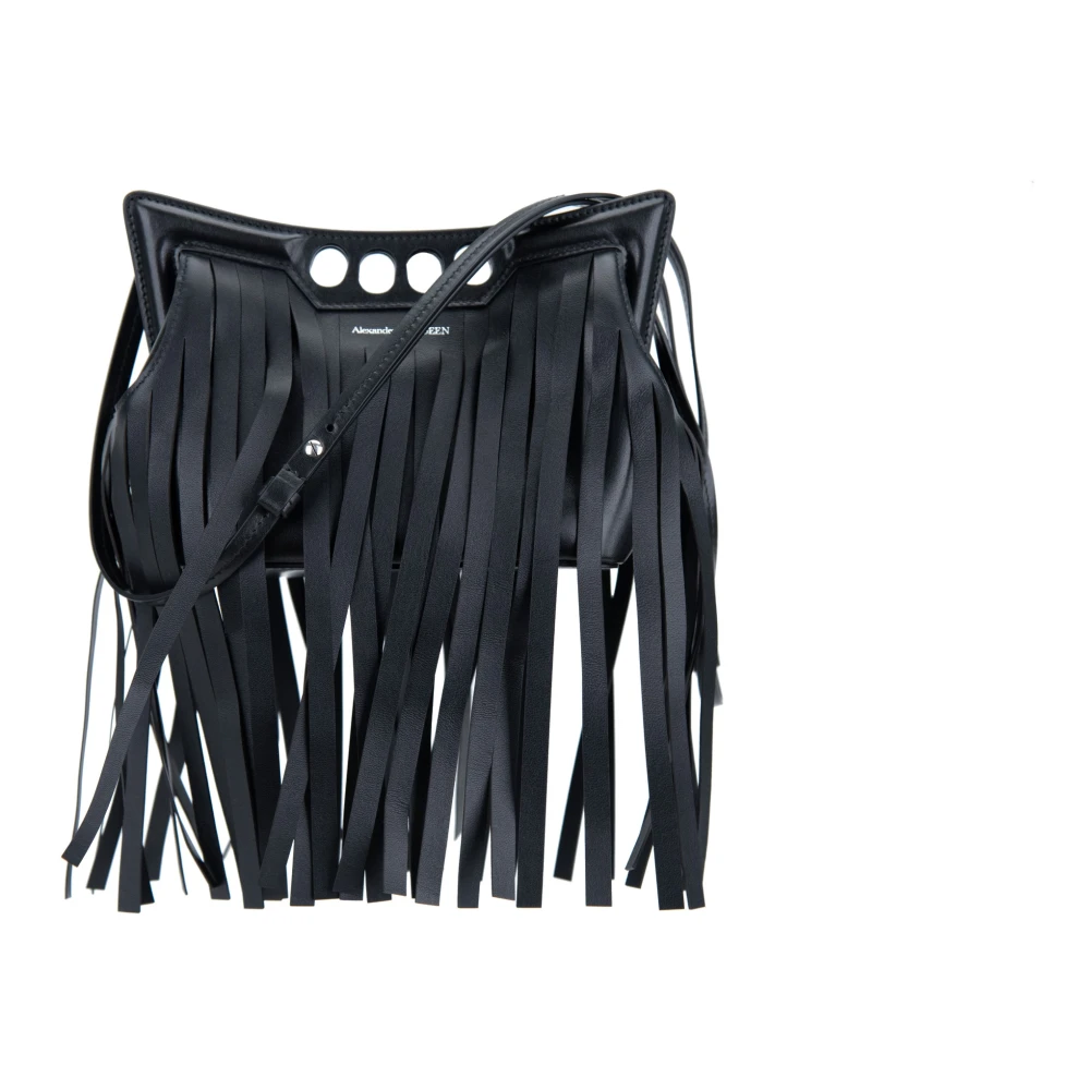 Alexander mcqueen Leren Franje Schoudertas Black Dames