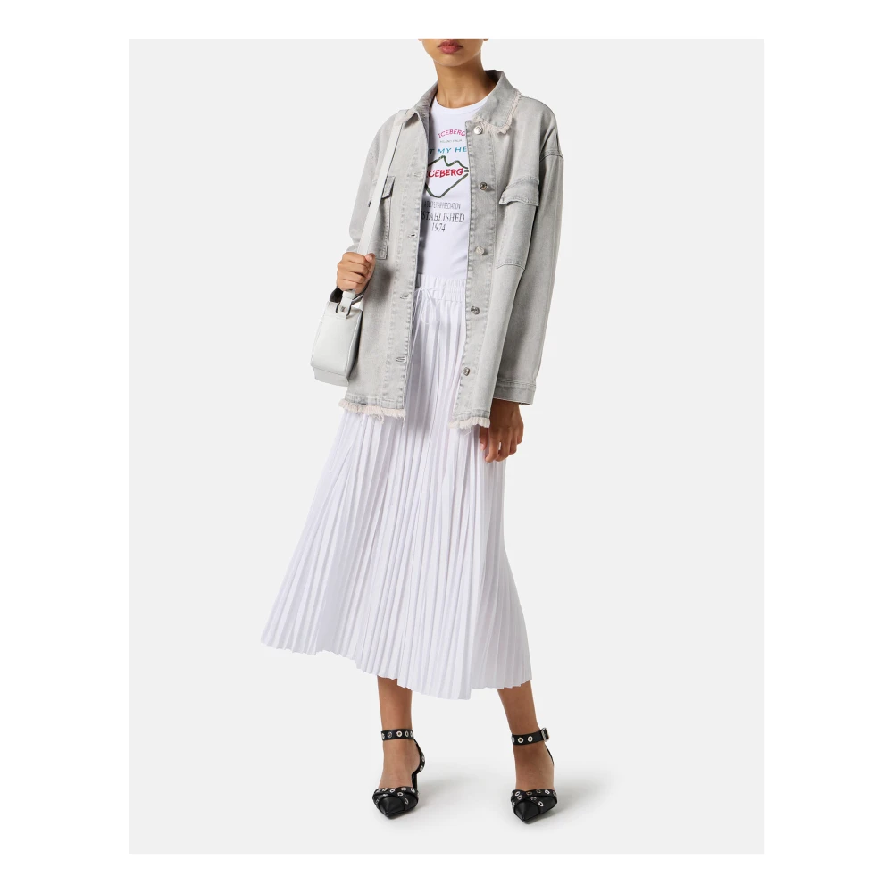 Iceberg Aansluitende witte geribbelde top met Symboolprint White Dames