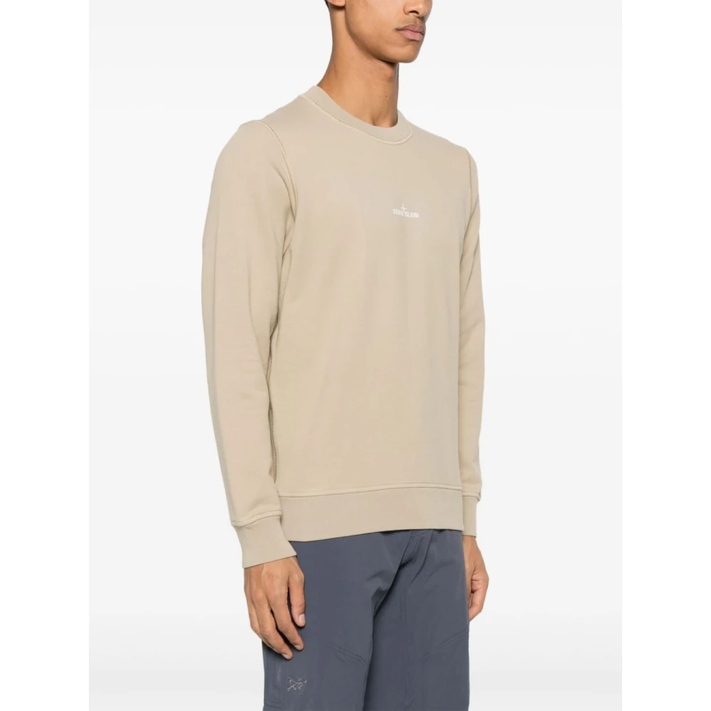 Stone Island Beige Ribbed Crew Neck Sweater Beige Heren