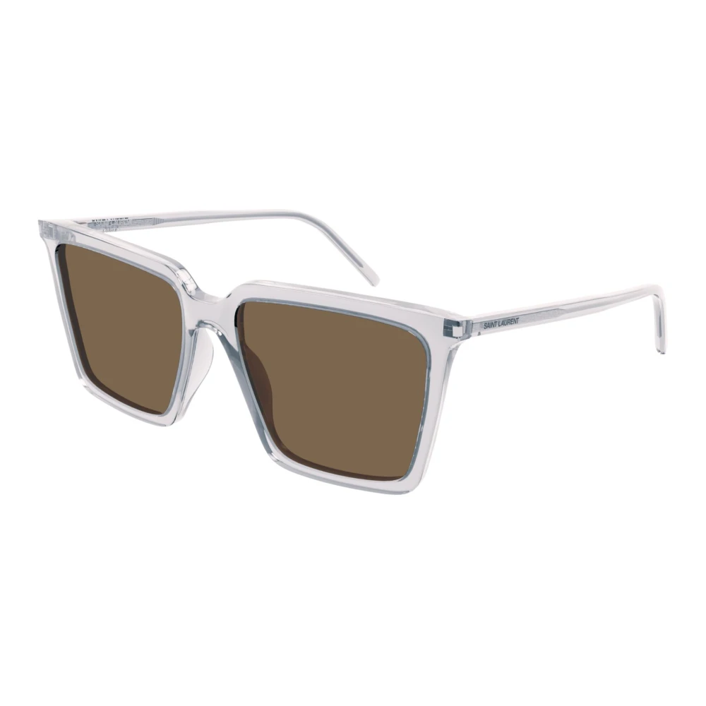 Saint Laurent Fyrkantiga solglasögon klart transparenta oversized stil Gray, Unisex