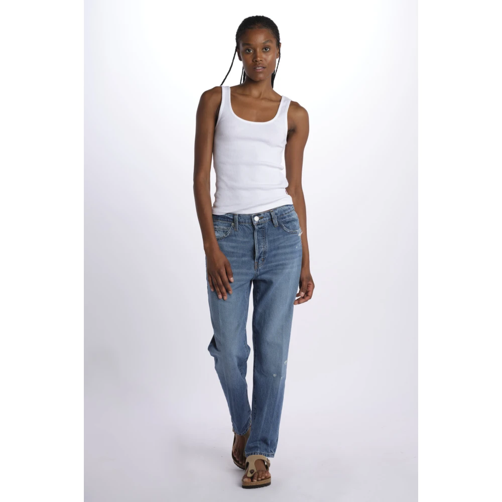 Frame Blauwe Denim Straight Leg Broek Blue Dames