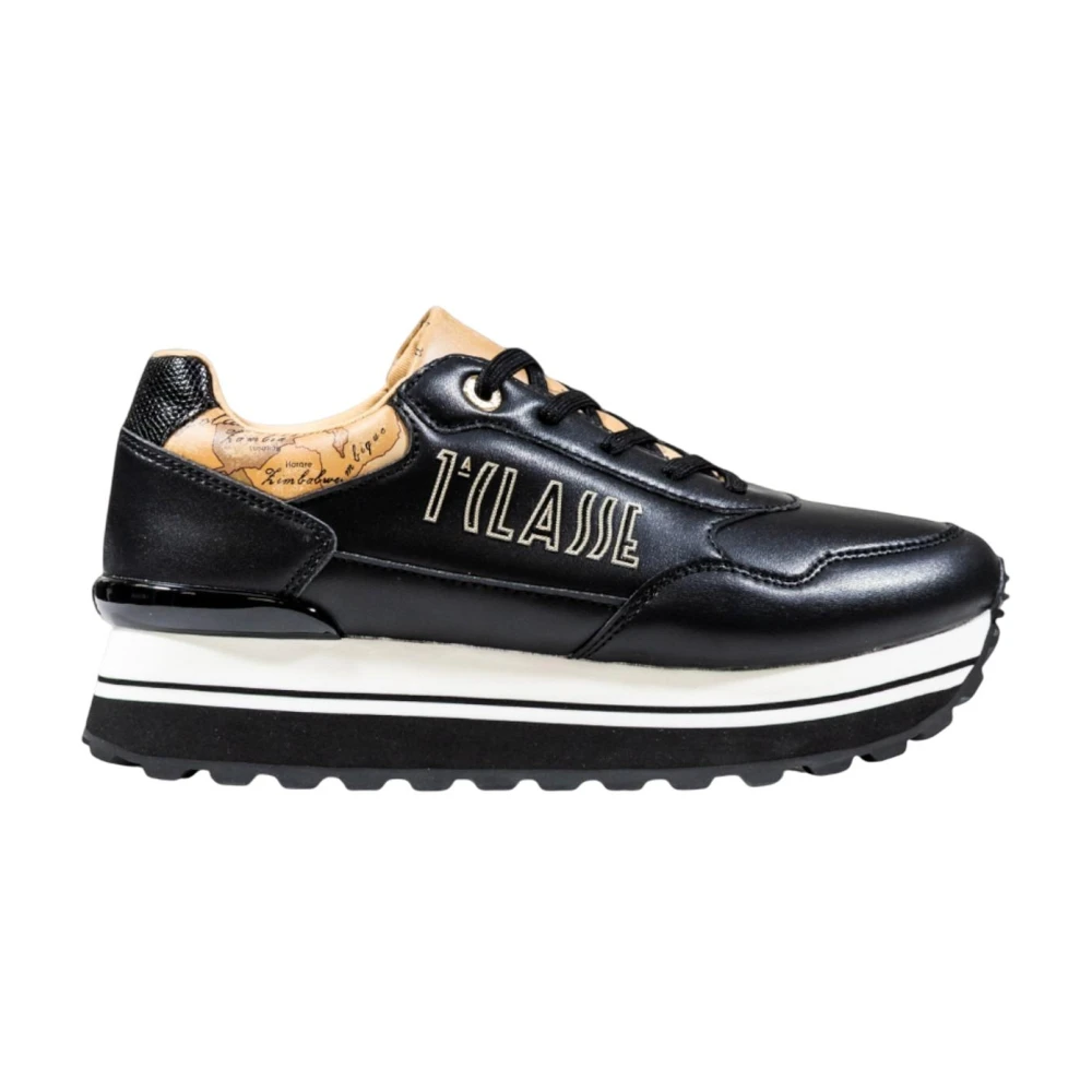 Alviero Martini 1a Classe Kaartprint Platform Sneakers Dames Schoenen Zwart
