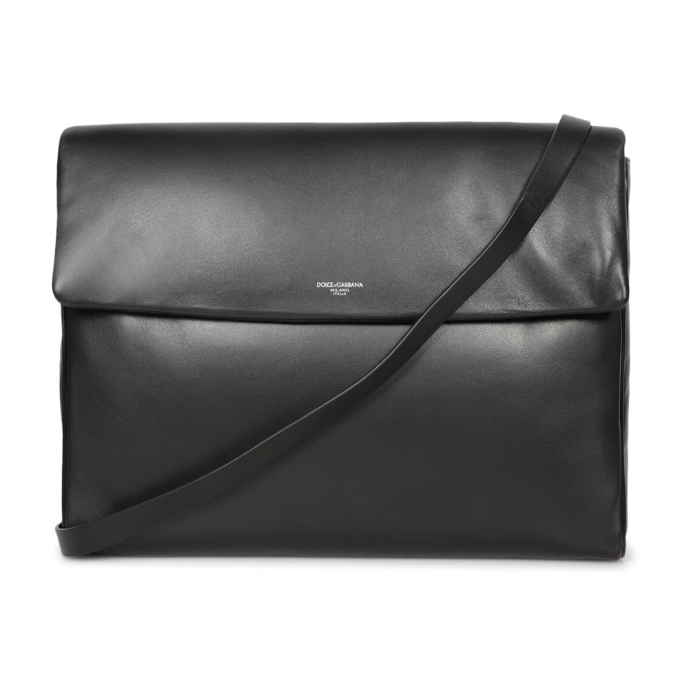 Dolce & Gabbana Mannelijk Zwart Tassen Heren, One Size, Leer, Logo Print Leren Crossbodytas