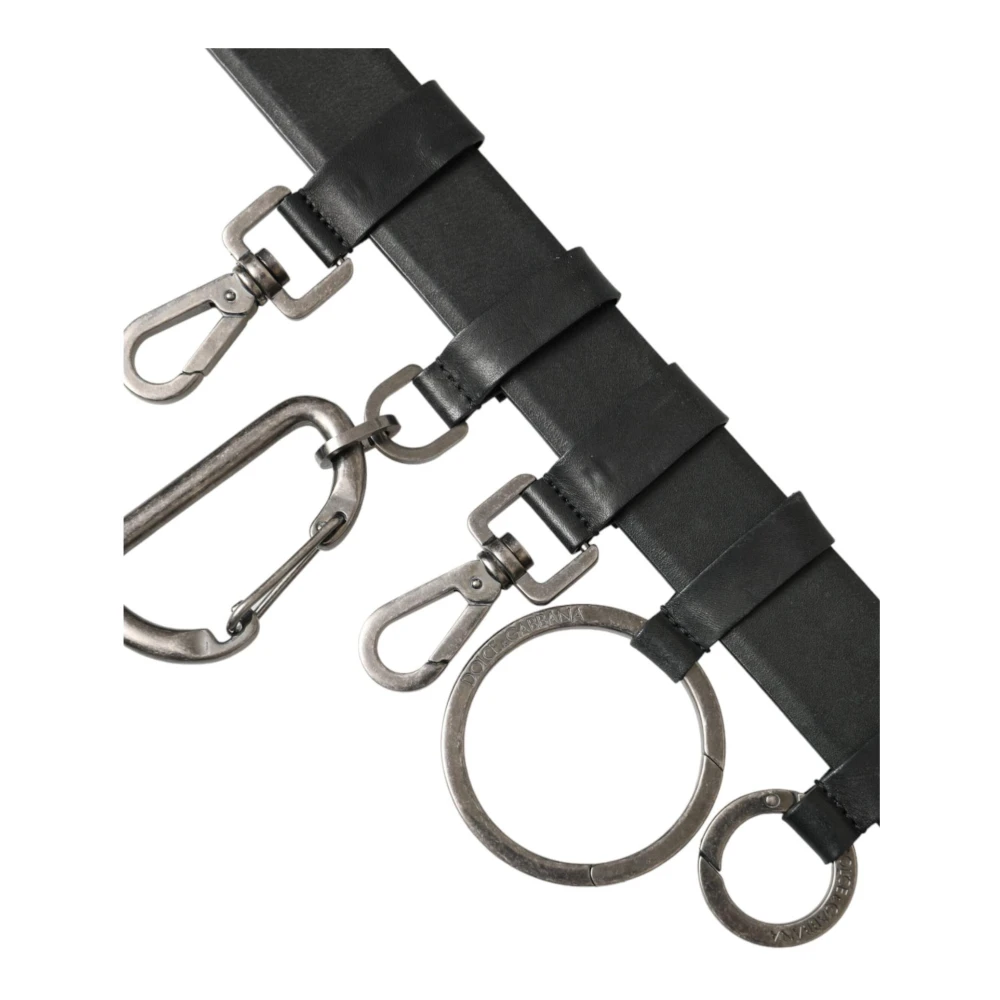 Dolce & Gabbana Zwarte Leren Riem met Metalen Gesp Black Heren