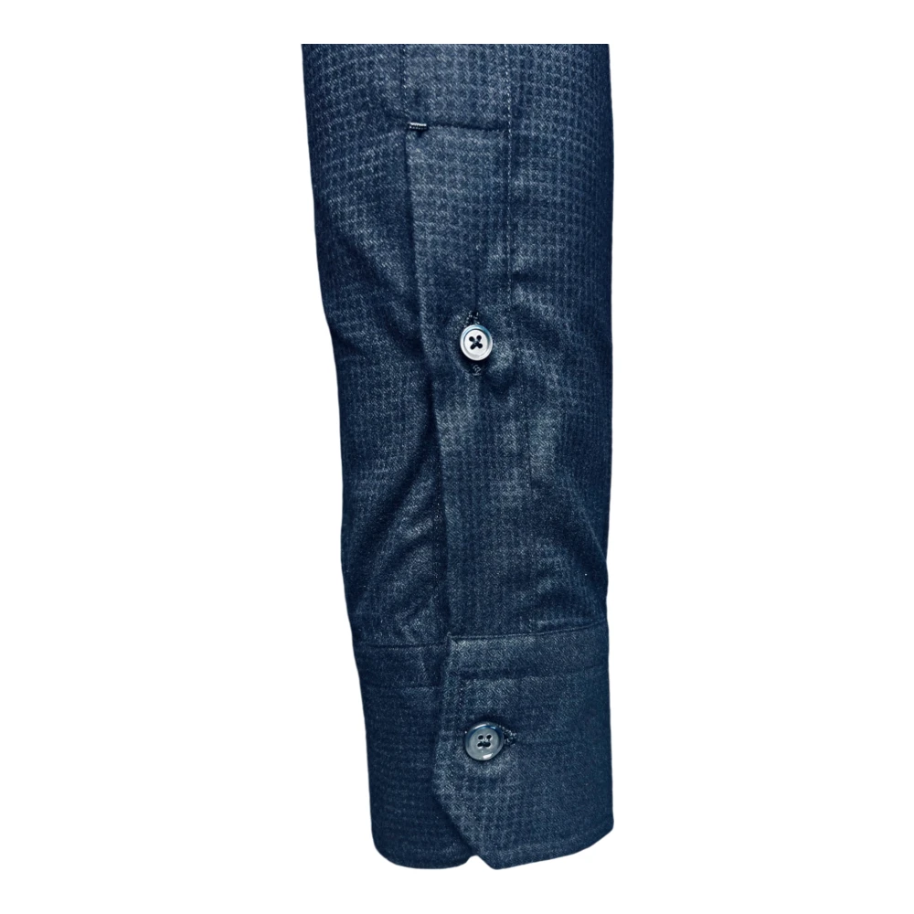 Salvatore Piccolo Napolitaans Flanellen Geruit Overhemd Blue Heren