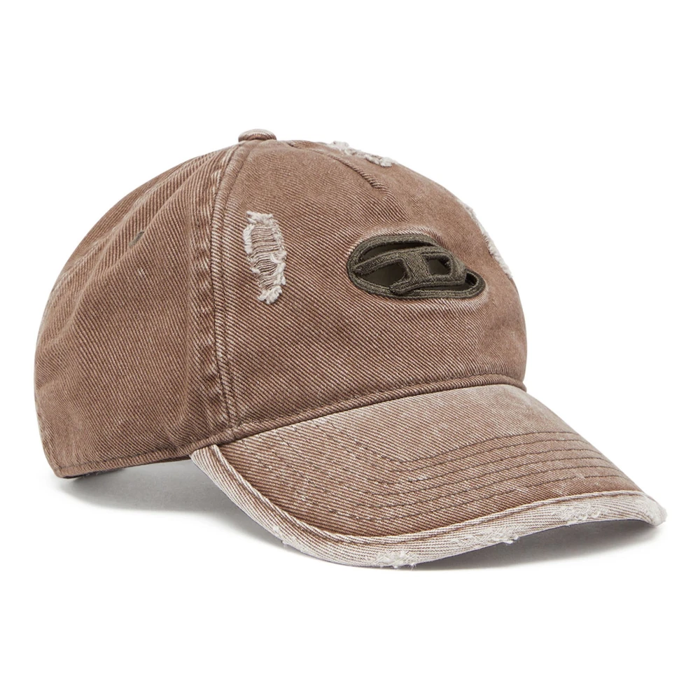 Diesel Bruine baseballpet met distressed denim Brown Heren