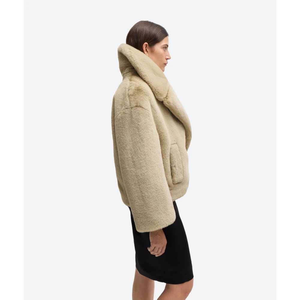 Hugo Boss Korte pluche jas met collegekraag Beige Dames