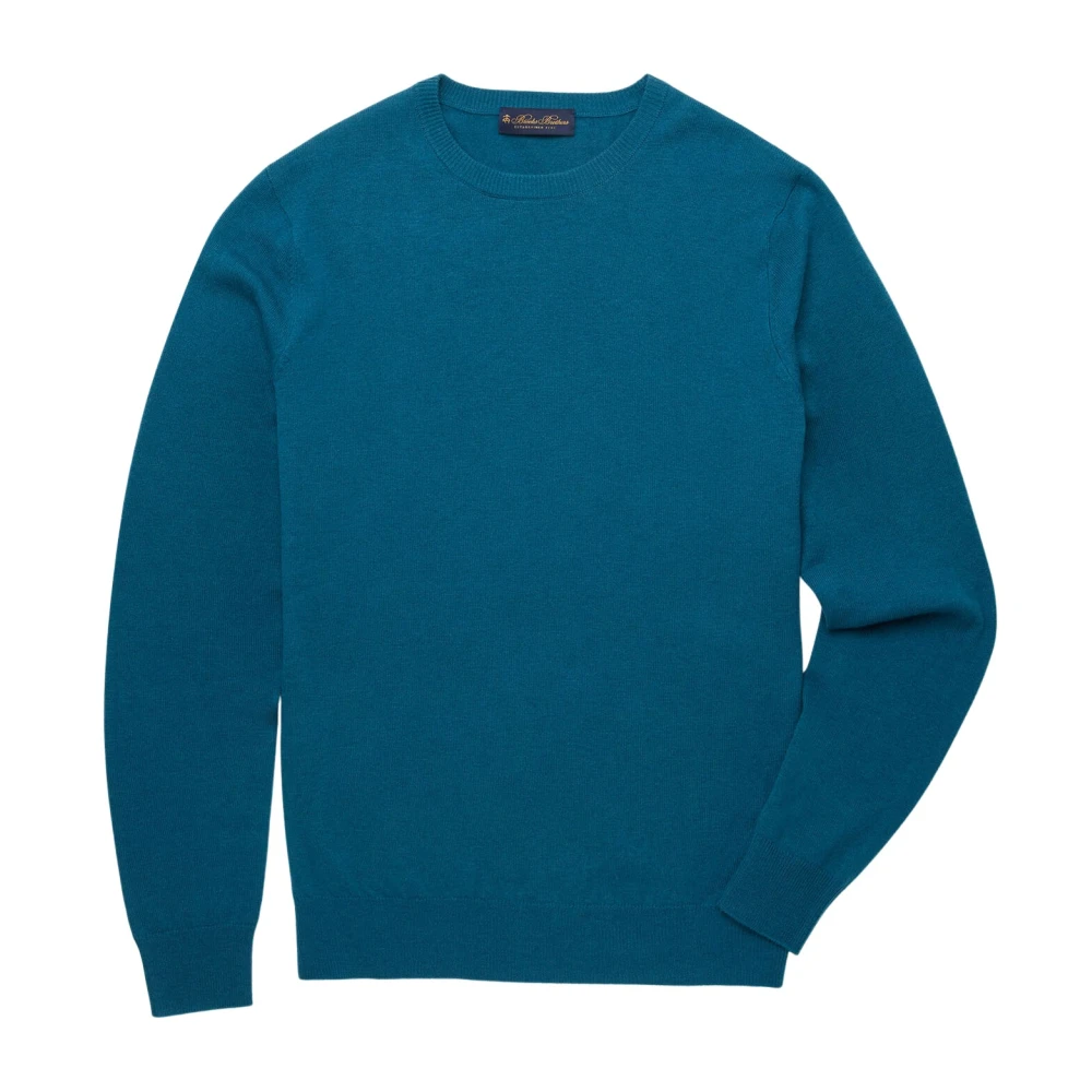 Brooks Brothers Men's Blue Lambswool Crew-Neck Jumper - Round-Neck Knitwear - S - Knitwear