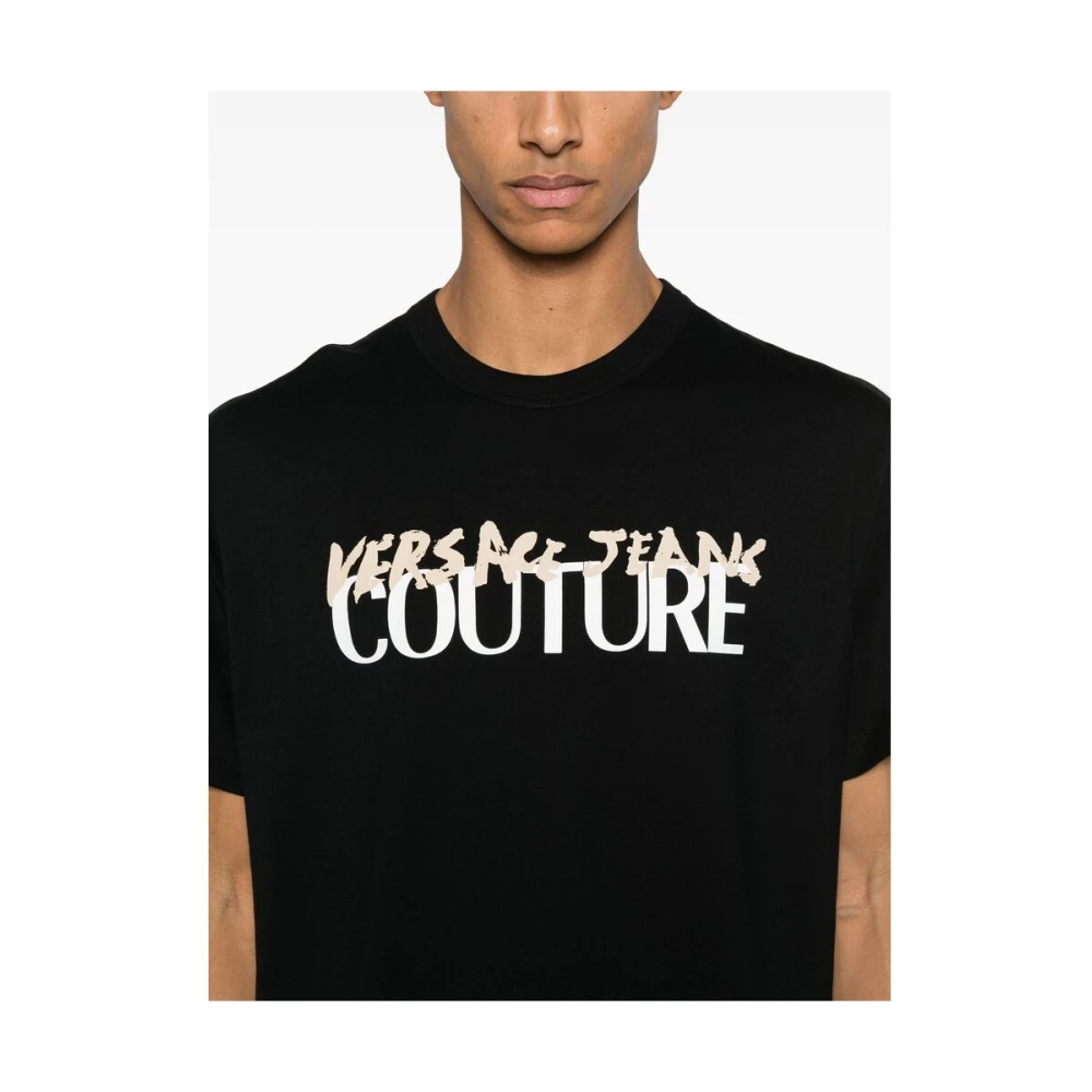 Versace Jeans Couture Zwart Crew Neck Korte Mouwen T-shirt Black Heren