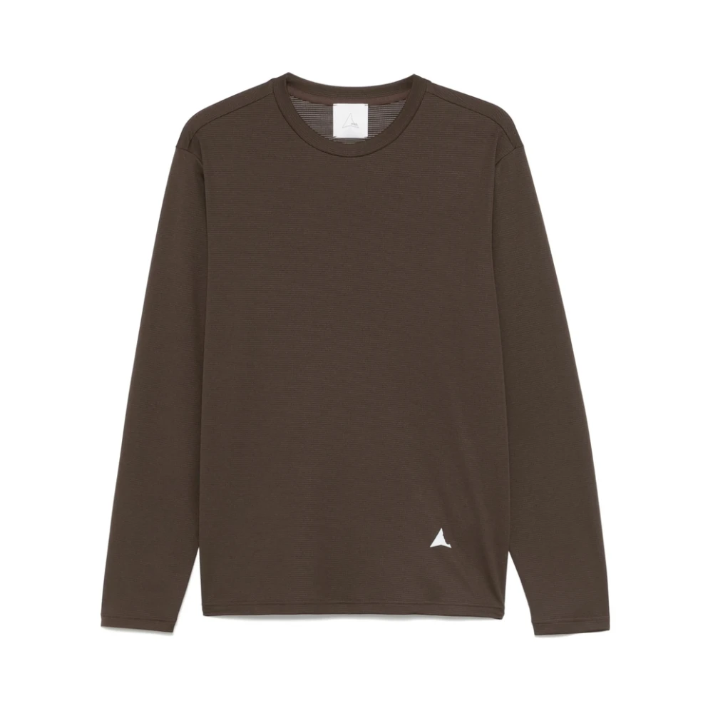 ROA Bruin Logo Print Crew Neck T-shirt Brown Heren
