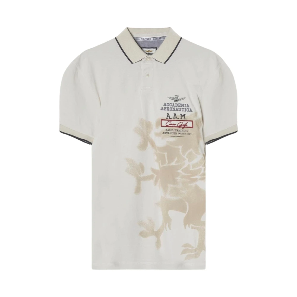Aeronautica militare Militaire Stijl Ivory Polo Shirt Beige Heren