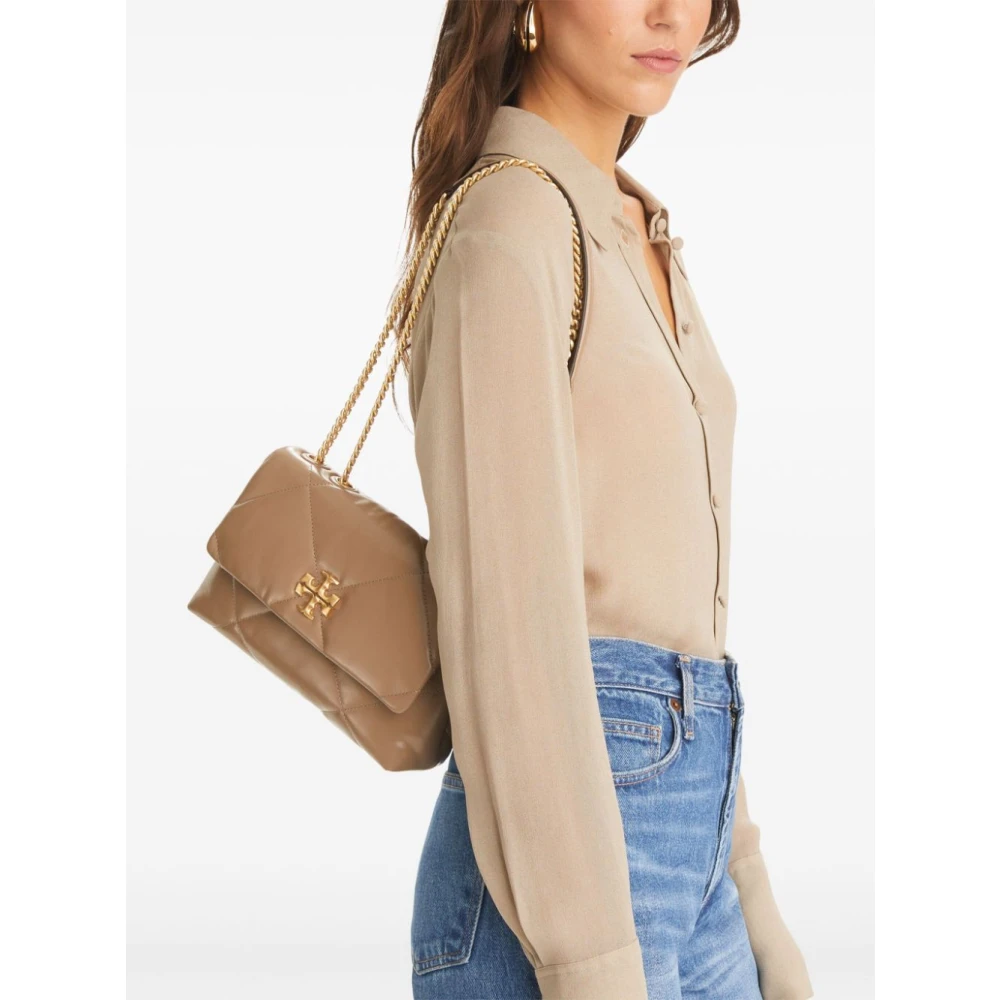 TORY BURCH Chique Taupe Leren Schoudertas Green Dames
