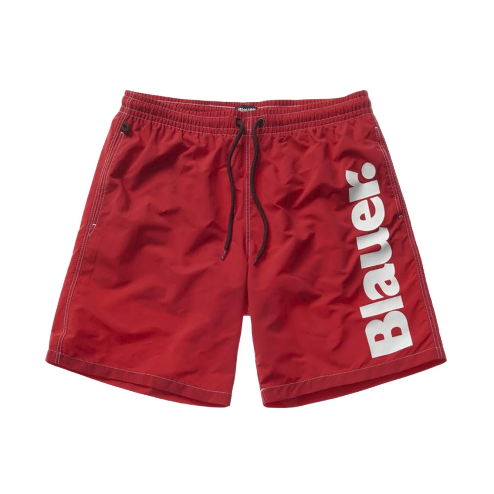 Blauer Men's Red Monochrome Beachwear Boxers - Beachwear - M - Swimwear