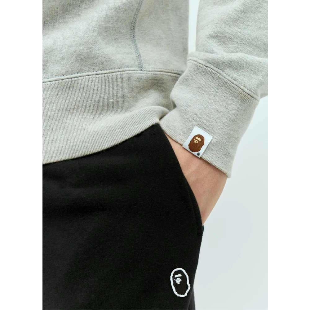A Bathing APE Logo Print Sweatshirt van katoenen jersey Gray Heren