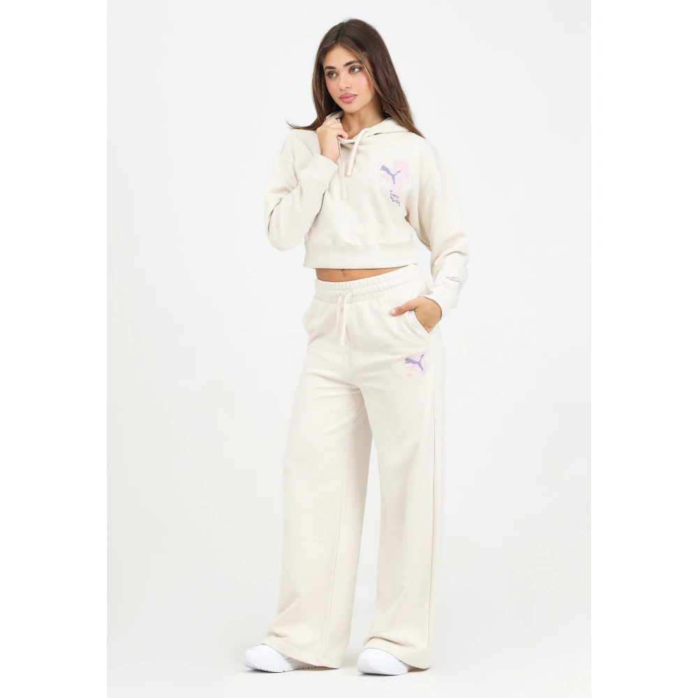 Puma Klassieke sportieve wijde broek White Dames